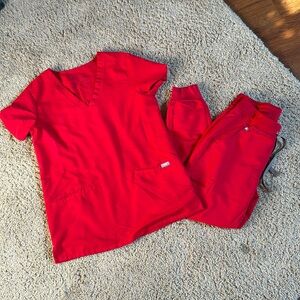 Figs 2 pocket scrub top and jogger pants